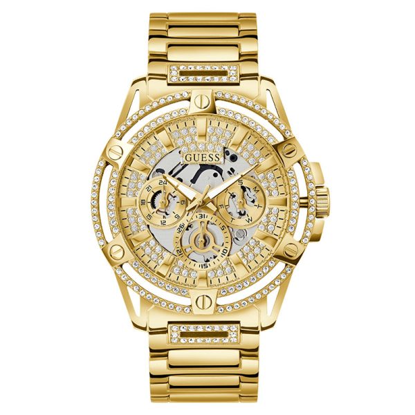 Guess Men’s Quartz Gold Stainless Steel Champagne Dial 48mm Watch GW0497G2