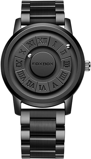 Brand FOXBOX Man Watch Creative Stainless Steel Band Scrolling Beads Quartz Watches for Men Magnetic Force Waterproof Clock