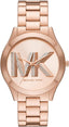 Michael Kors Women's Slim Runway Logo Rose Gold-Tone Stainless Steel Bracelet Watch (Model: MK4733)