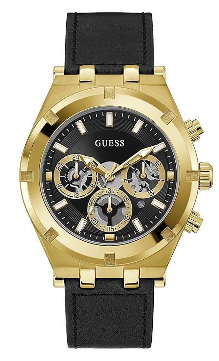 Guess Continental Collection Multi-Function Mens Analog Black Dial Coloured Quartz Watch, Round Dial with 44.0 mm Case Width - GW0262G2
