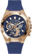 GUESS US Men's Rose Gold-Tone and Black Multifunction Watch