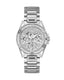 Guess Womens Silver Stainless Steel Case With Crystals Day+Date Silver Dial Silver Stainless Steel Bracelet Watch GW0464L1