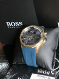 Hugo Boss Men’s Quartz Blue Silicone Strap Blue Dial 46mm Watch 1513822