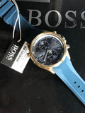 Hugo Boss Men’s Quartz Blue Silicone Strap Blue Dial 46mm Watch 1513822