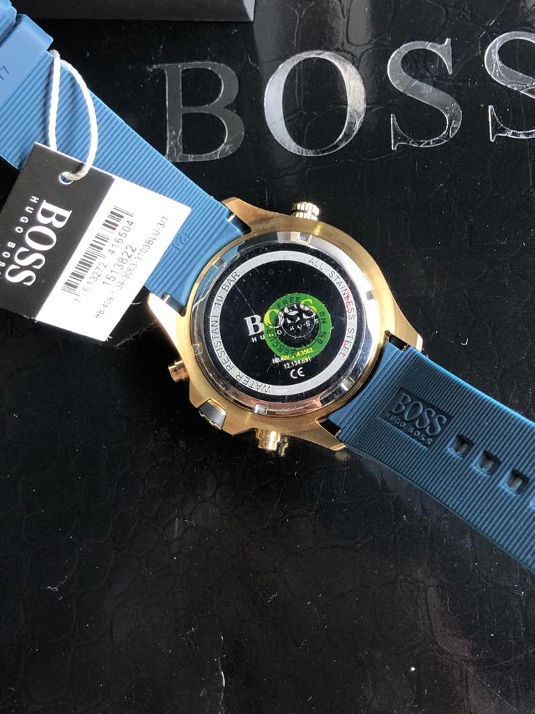 Hugo Boss Men’s Quartz Blue Silicone Strap Blue Dial 46mm Watch 1513822