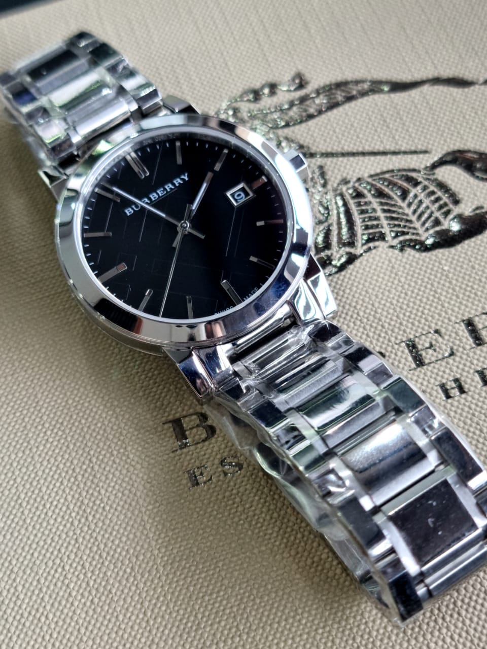 Burberry Men’s Stainless Steel Swiss Made Black Dial 38mm Watch BU9001