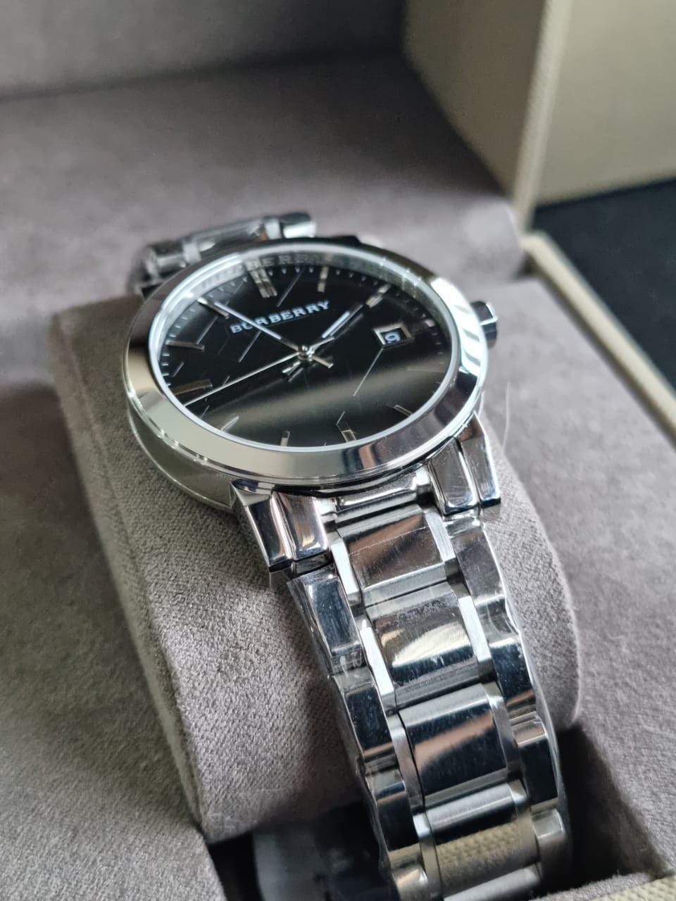 Burberry Men’s Stainless Steel Swiss Made Black Dial 38mm Watch BU9001