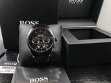 Hugo Boss Men’s Quartz Lather Strap Black Dial 46mm Watch 1513367