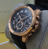 Michael Kors Men’s Chronograph Quartz Silicone Strap Black Dial 44mm Watch MK8436
