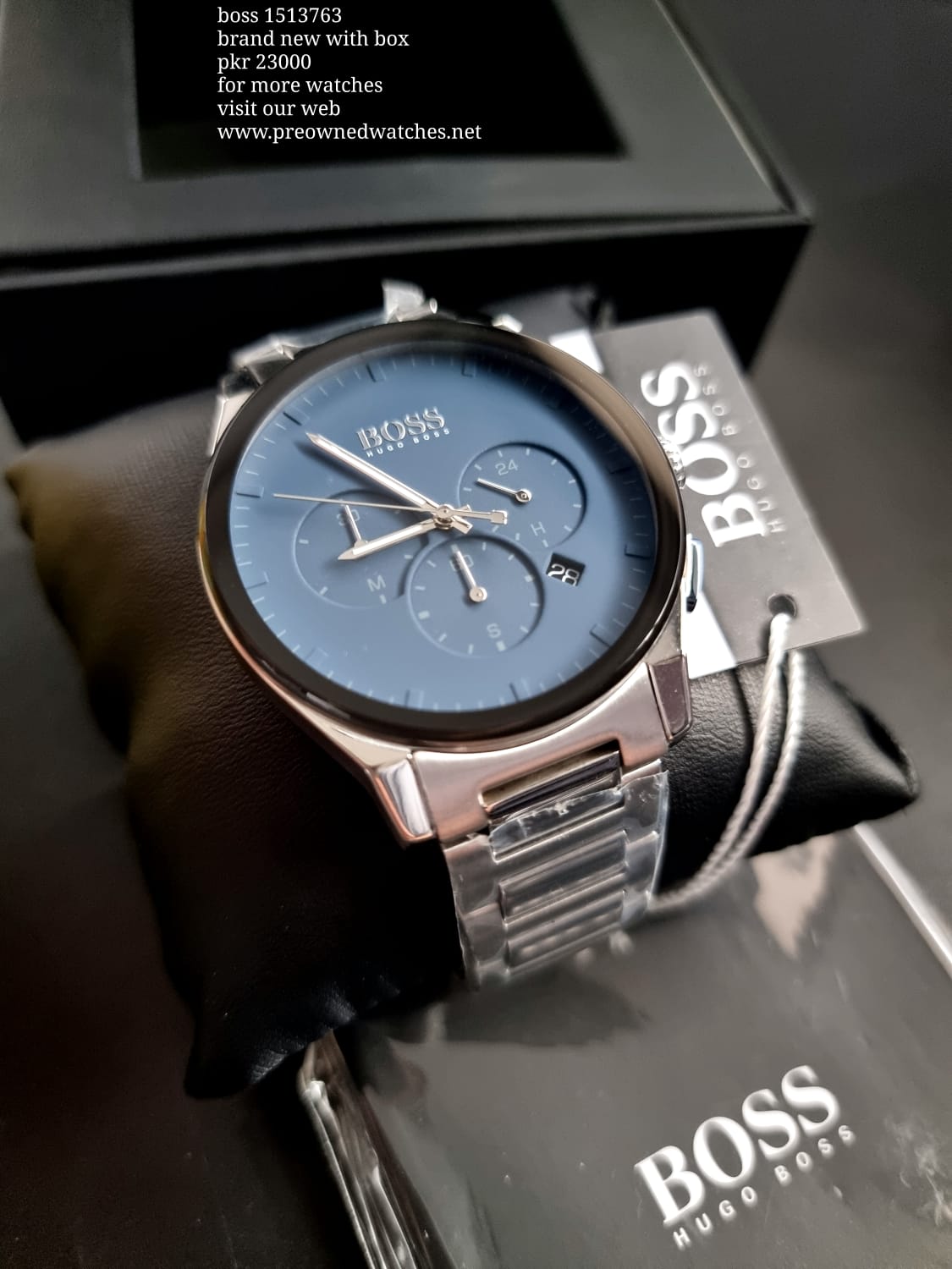 Hugo Boss Men’s Chronograph Quartz Stainless Steel Blue Dial 44mm Watch 1513763