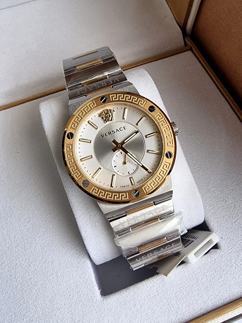 Versace Men’s Quartz Swiss Made Two-tone Stainless Steel Silver Dial 41mm Watch VEVI00320
