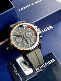 Tommy Hilfiger Men’s Quartz Silicone Strap Grey Dial 45mm Watch 1791792