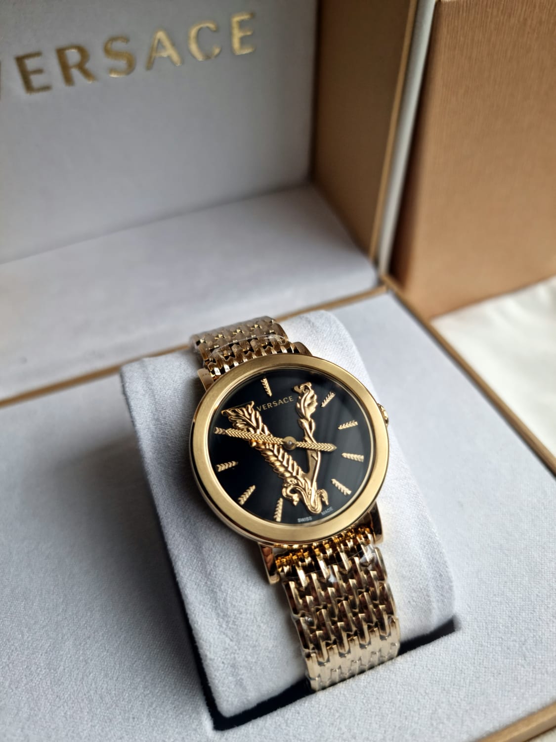 Versace Women Quartz Swiss Made Stainless Steel Black Dial 36mm Watch VEHC00619
