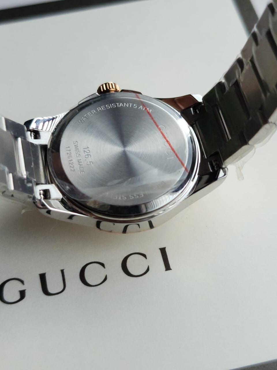 Gucci Women’s Swiss Made Quartz Stainless Steel Mother of pearl Dial 27mm Watch YA126544