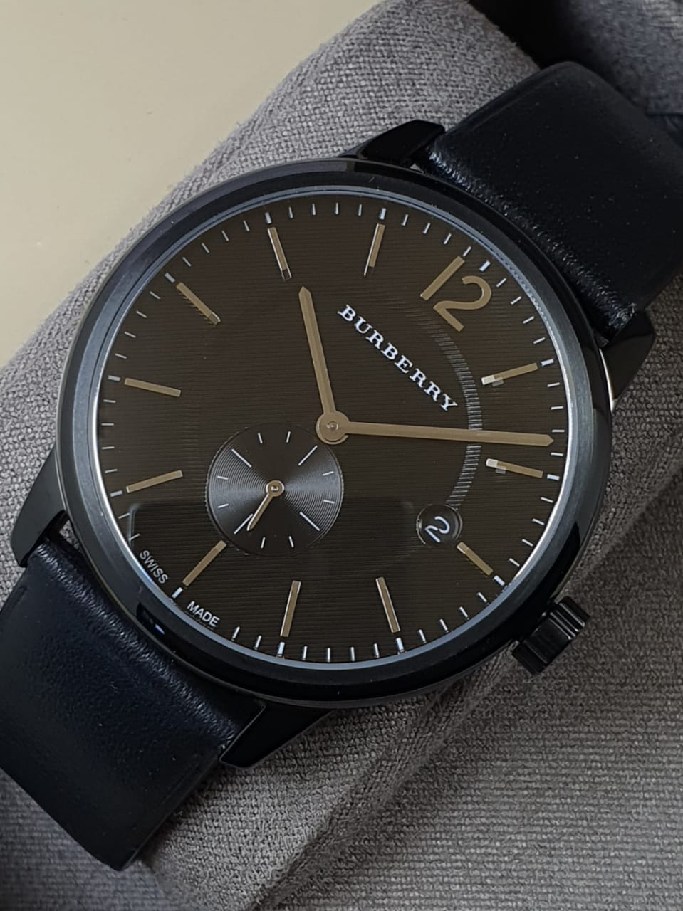 Burberry Men's Black Leather Strap Watch 40mm BU10003