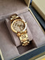 Swiss Rare Engraved Gold Check Date Dial 34mm Women Wrist Watch The City BU9145