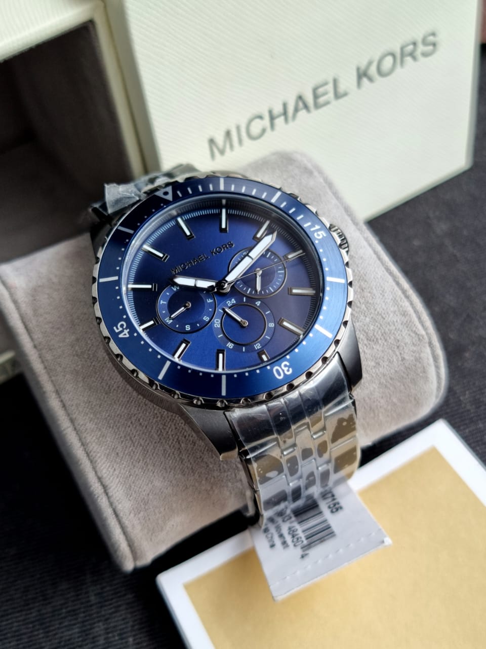 Michael Kors Men’s Chronograph Quartz Stainless Steel Blue Dial 44mm Watch MK7155