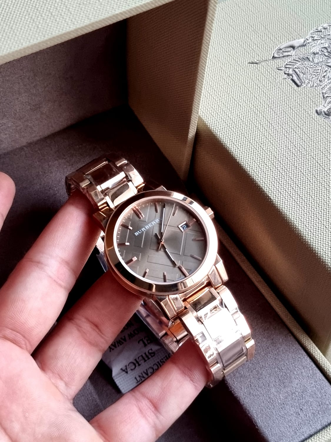 BURBERRY Brown Check Pattern Dial Rose Gold-plated Ladies Watch BU9005