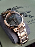BURBERRY Brown Check Pattern Dial Rose Gold-plated Ladies Watch BU9005