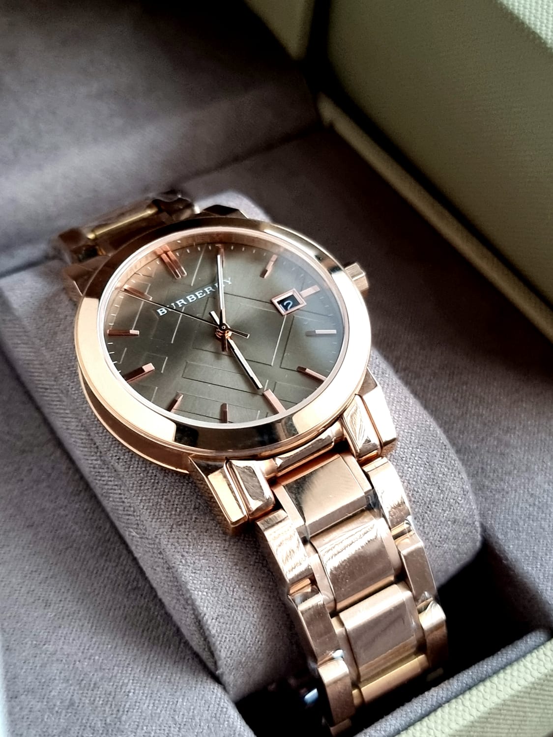 BURBERRY Brown Check Pattern Dial Rose Gold-plated Ladies Watch BU9005