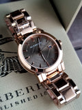 BURBERRY Brown Check Pattern Dial Rose Gold-plated Ladies Watch BU9005