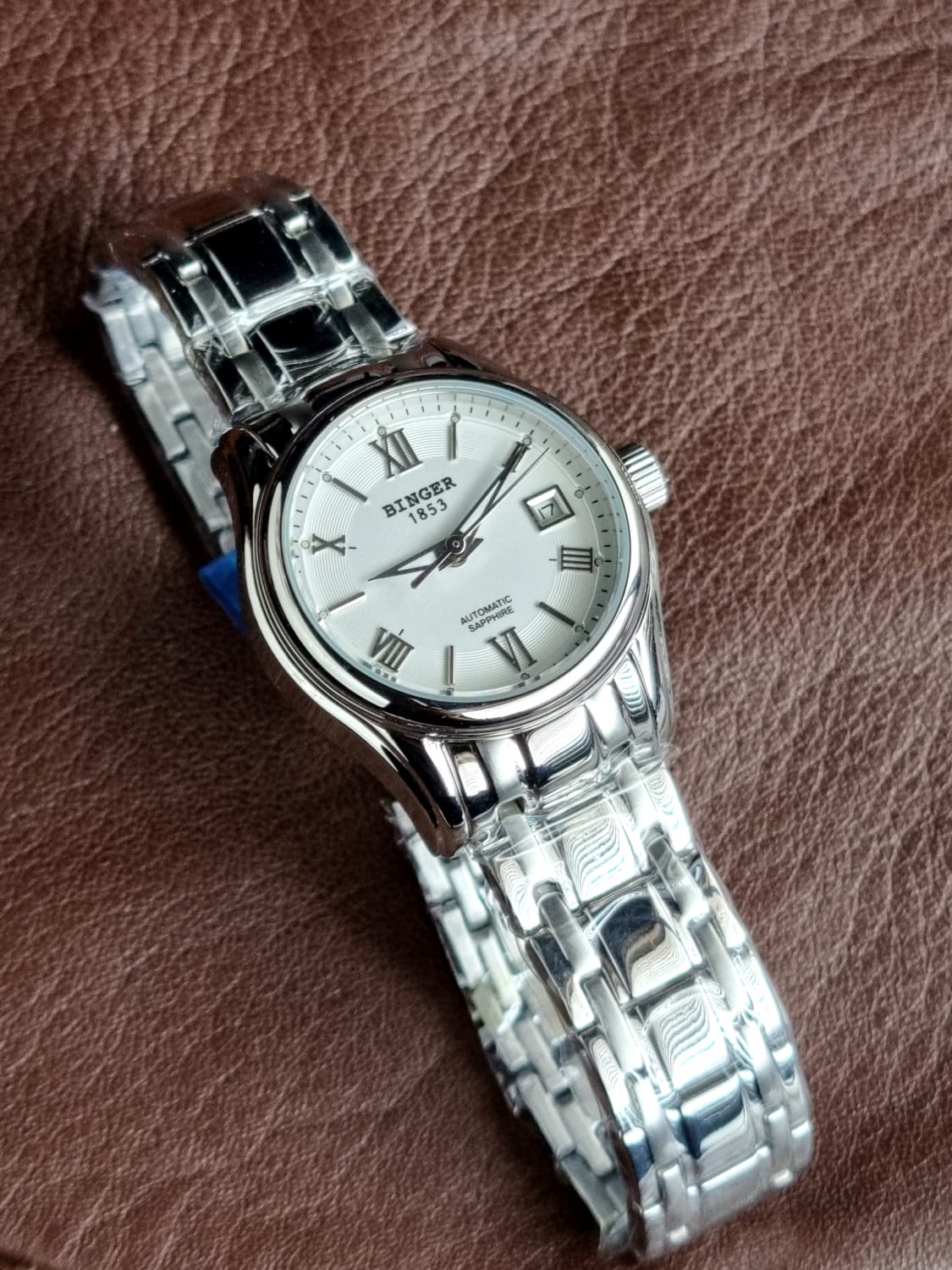 Binger white dial Silver Chain 29mm dial Size Ladies Watch