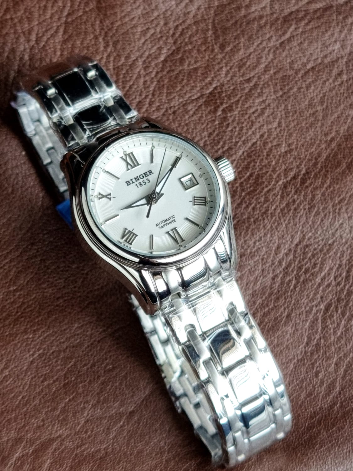 Binger white dial Silver Chain 29mm dial Size Ladies Watch