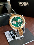Hugo Boss Men’s Chronograph Quartz Stainless Steel Green Dial 44mm Watch 1513872