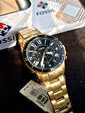 Fossil Men’s Chronograph Quartz Gold Stainless Steel Black Dial 44mm Watch FS5267