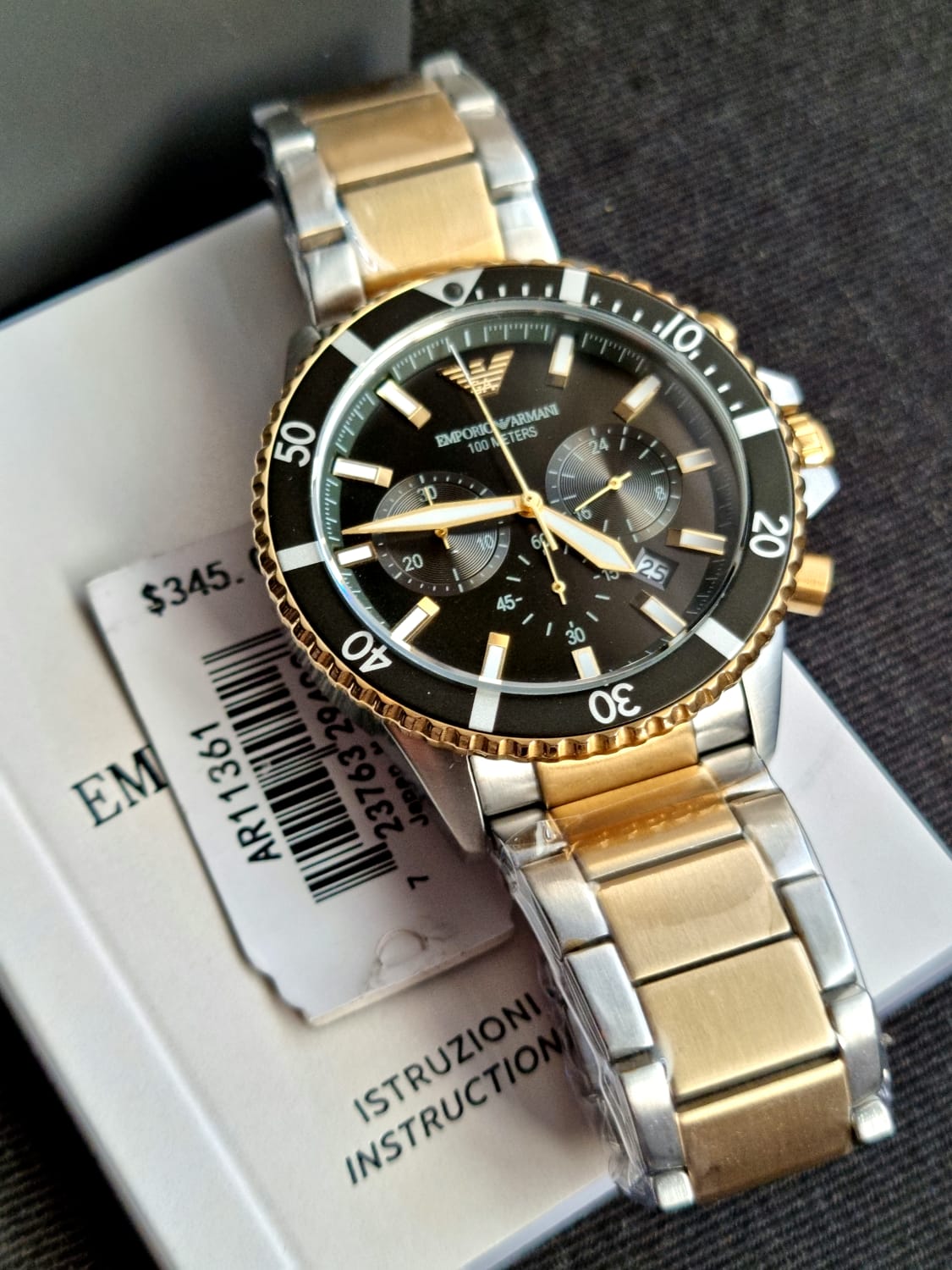 Emporio Armani Men's Chronograph, Stainless Steel Watch, 43mm case size AR11361