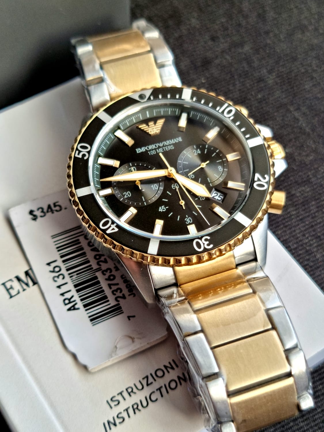 Emporio Armani Men's Chronograph, Stainless Steel Watch, 43mm case size AR11361