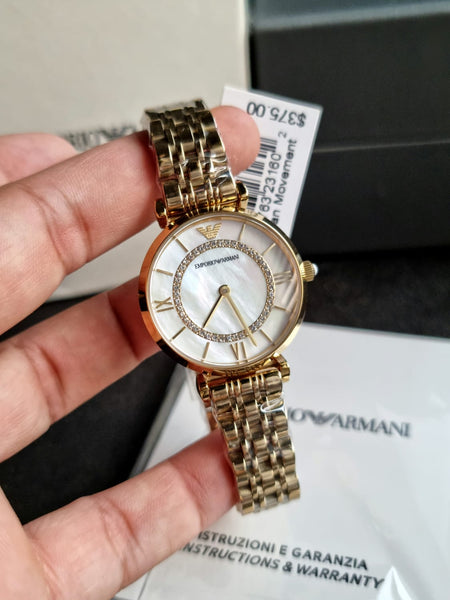 Emporio Armani Women's Analog Stainless Steel Mother of Pearl