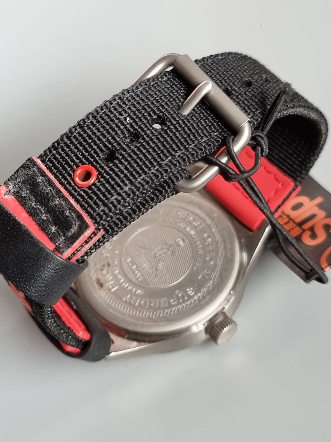 Superdry Men's Quartz Analogue Watch SYG122R Different Materials Strap, Black