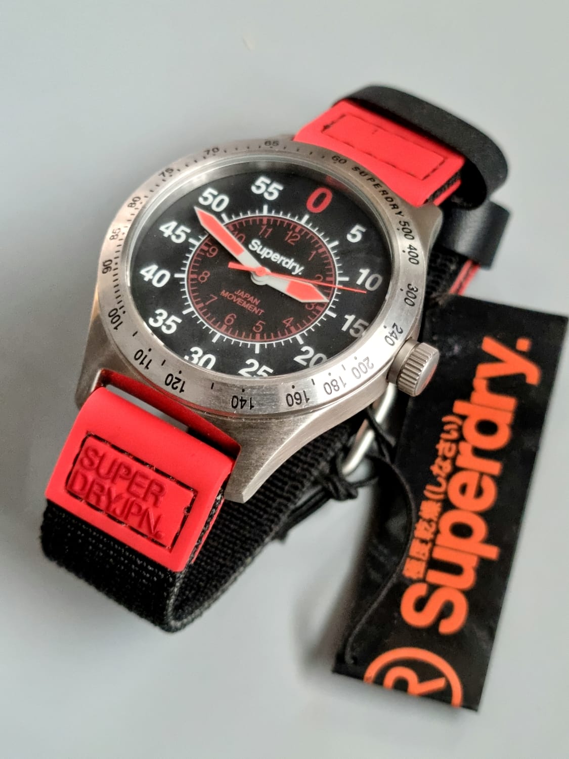 Superdry Men's Quartz Analogue Watch SYG122R Different Materials Strap, Black