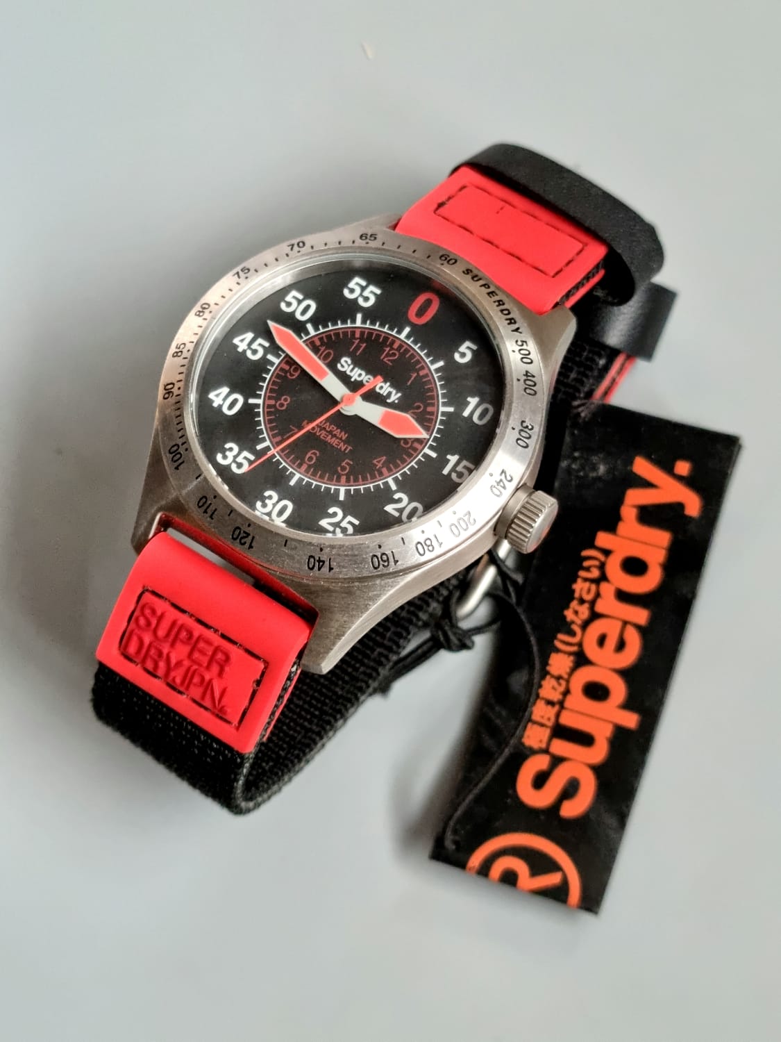 Superdry Men's Quartz Analogue Watch SYG122R Different Materials Strap, Black