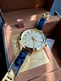 MICHAEL KORSSlim Runway Gold Dial Gold-tone and Navy Blue Resin Ladies Watch