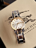 BURBERRY Silver Dial Two-tone Silver and Gold-tone Bracelet Ladies Watch BU9115