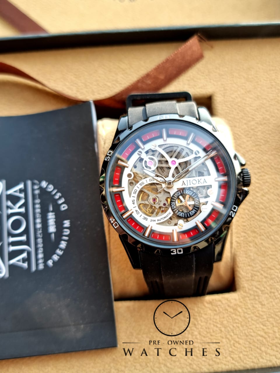 Ajioka Gents Watch Skeleton Dial Automatic Watch
