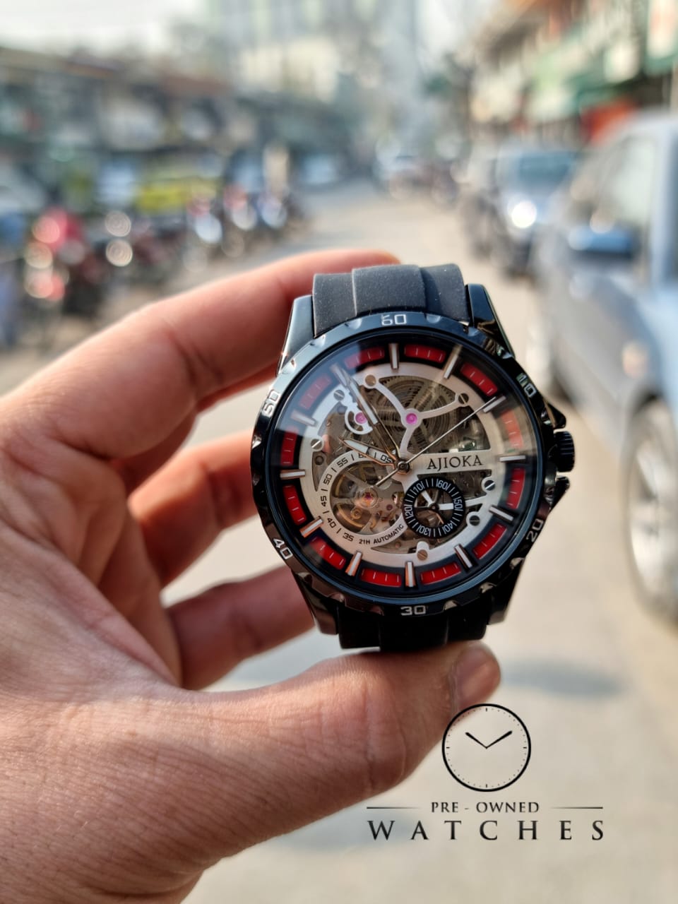 Ajioka Gents Watch Skeleton Dial Automatic Watch