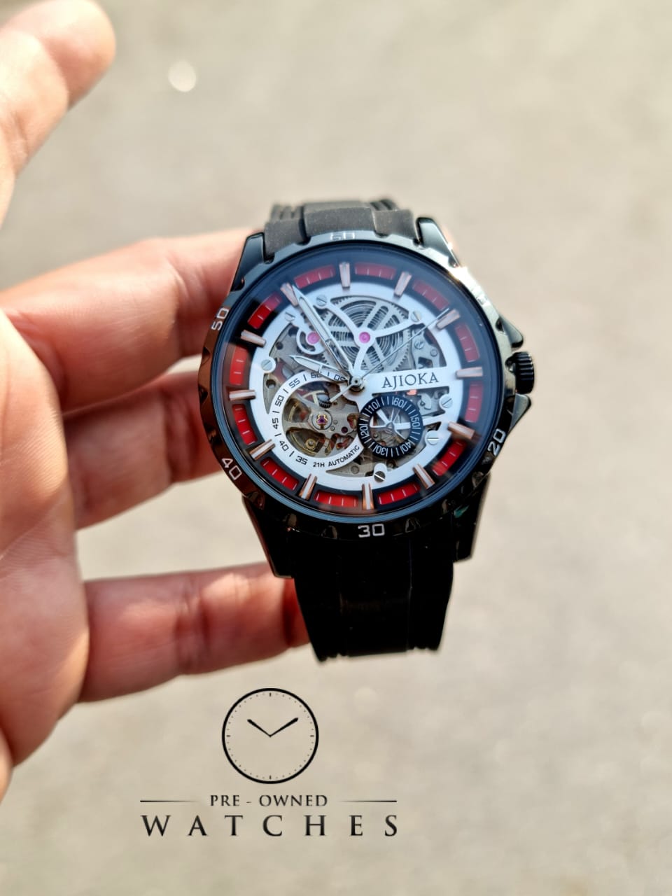 Ajioka Gents Watch Skeleton Dial Automatic Watch