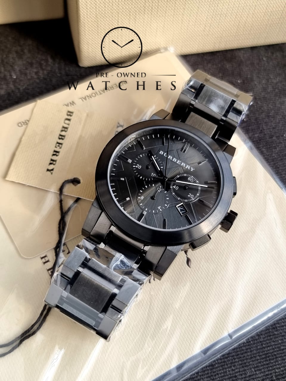 BURBERRY Chronograph Dark Grey Dial Black Ion-plated Men's Watch BU9354