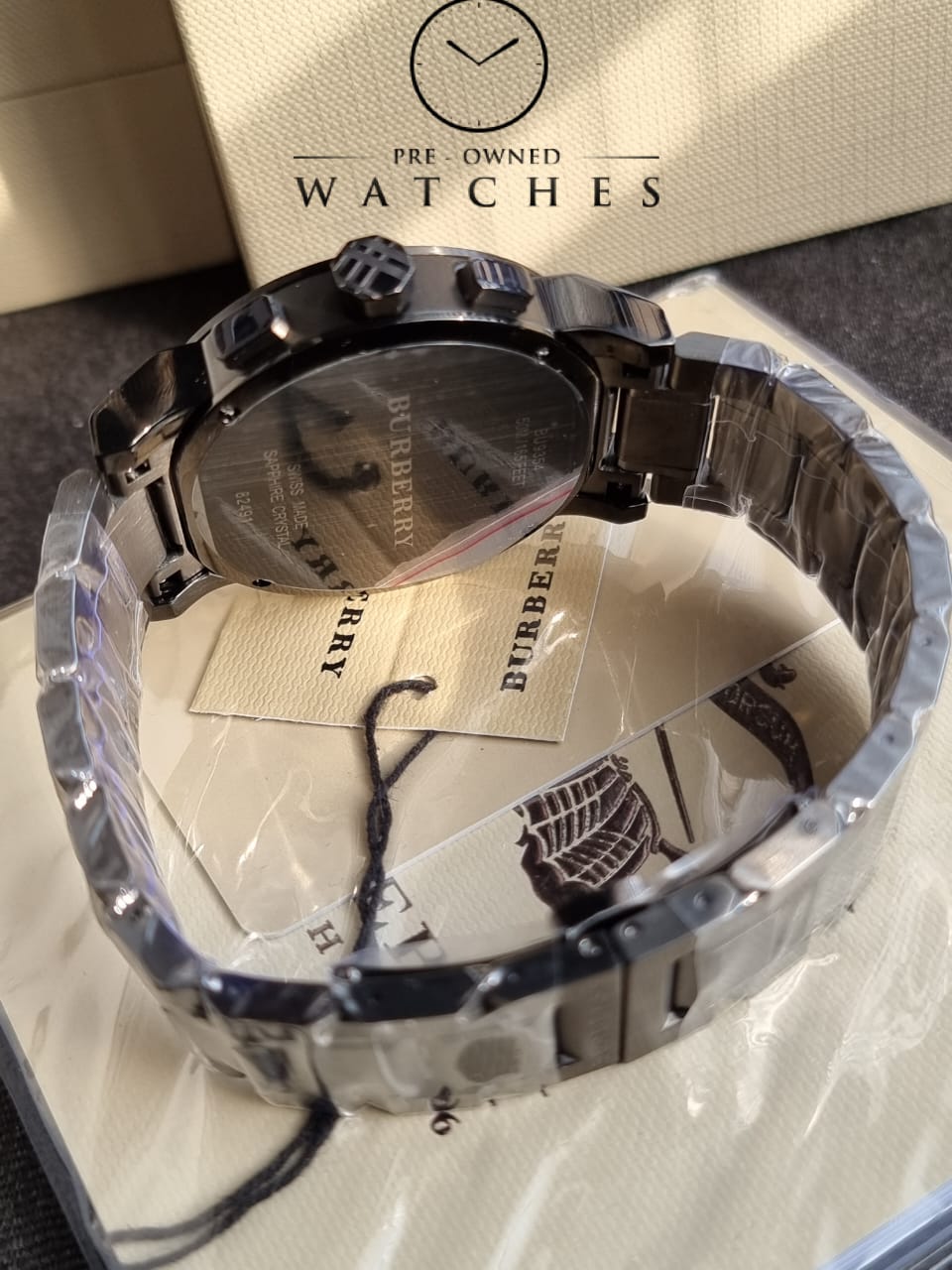BURBERRY Chronograph Dark Grey Dial Black Ion-plated Men's Watch BU9354