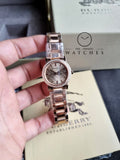 BURBERRY Rose Dial Diamond-set Bezel Rose Gold-tone Ladies Watch BU9225
