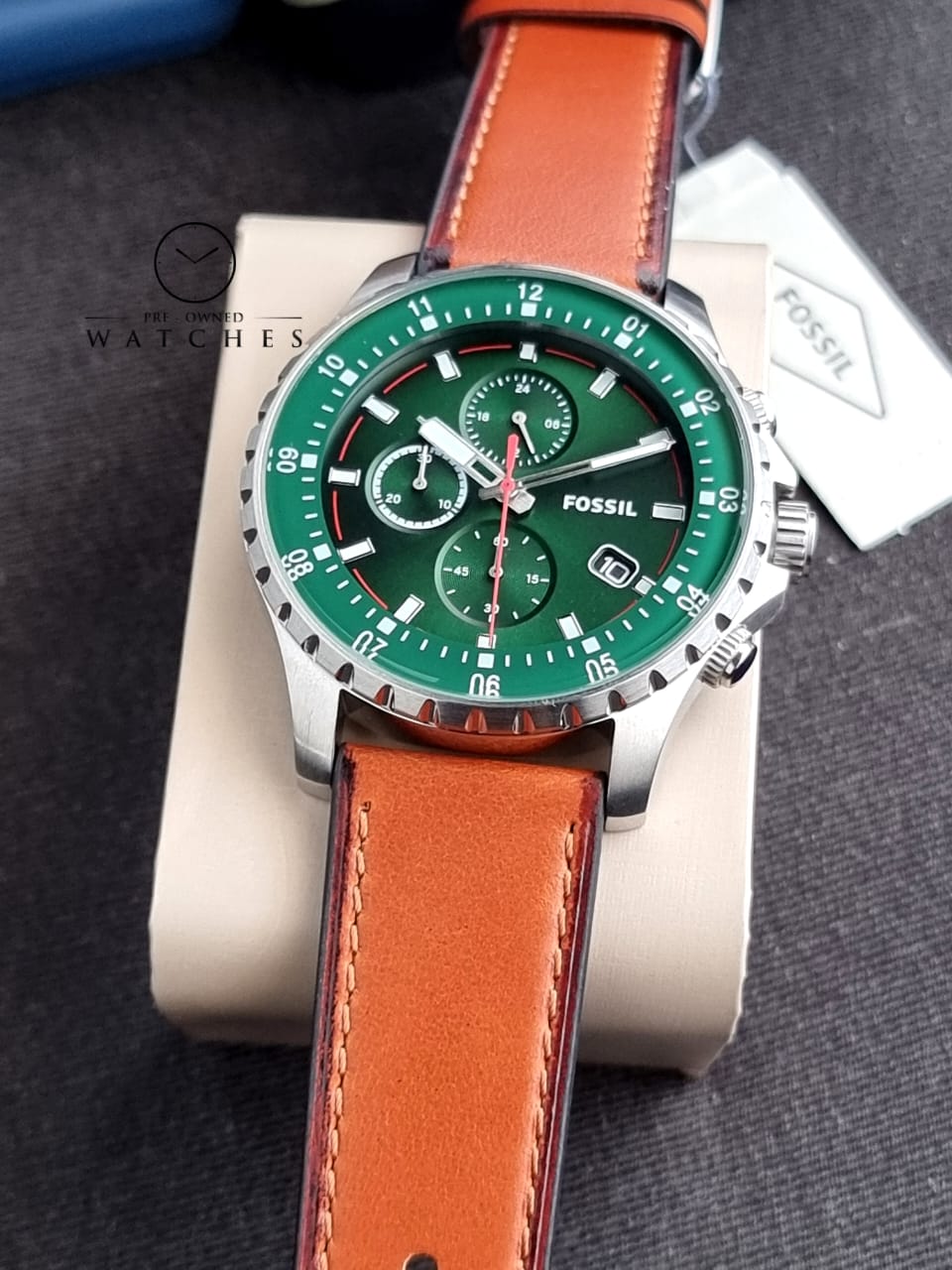 Fossil Dillinger Chronograph Luggage Leather Watch FS5734
