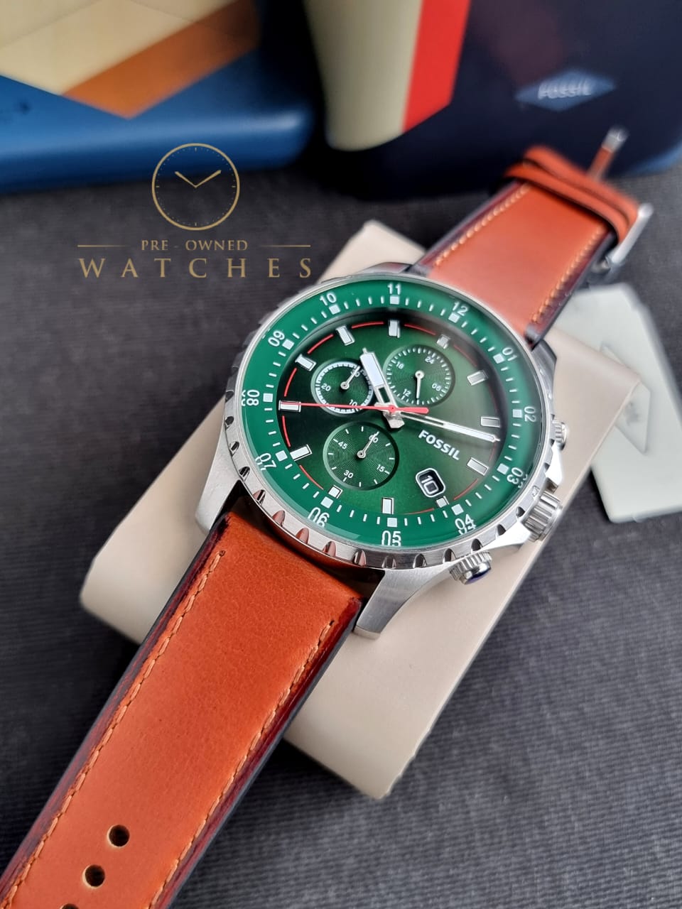 Fossil Dillinger Chronograph Luggage Leather Watch FS5734