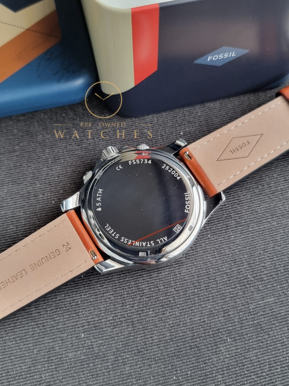 Fossil Dillinger Chronograph Luggage Leather Watch FS5734