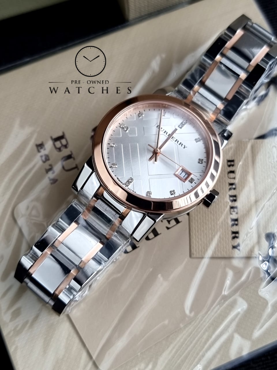 BURBERRY Silver Dial Two-tone Ladies Watch BU9127