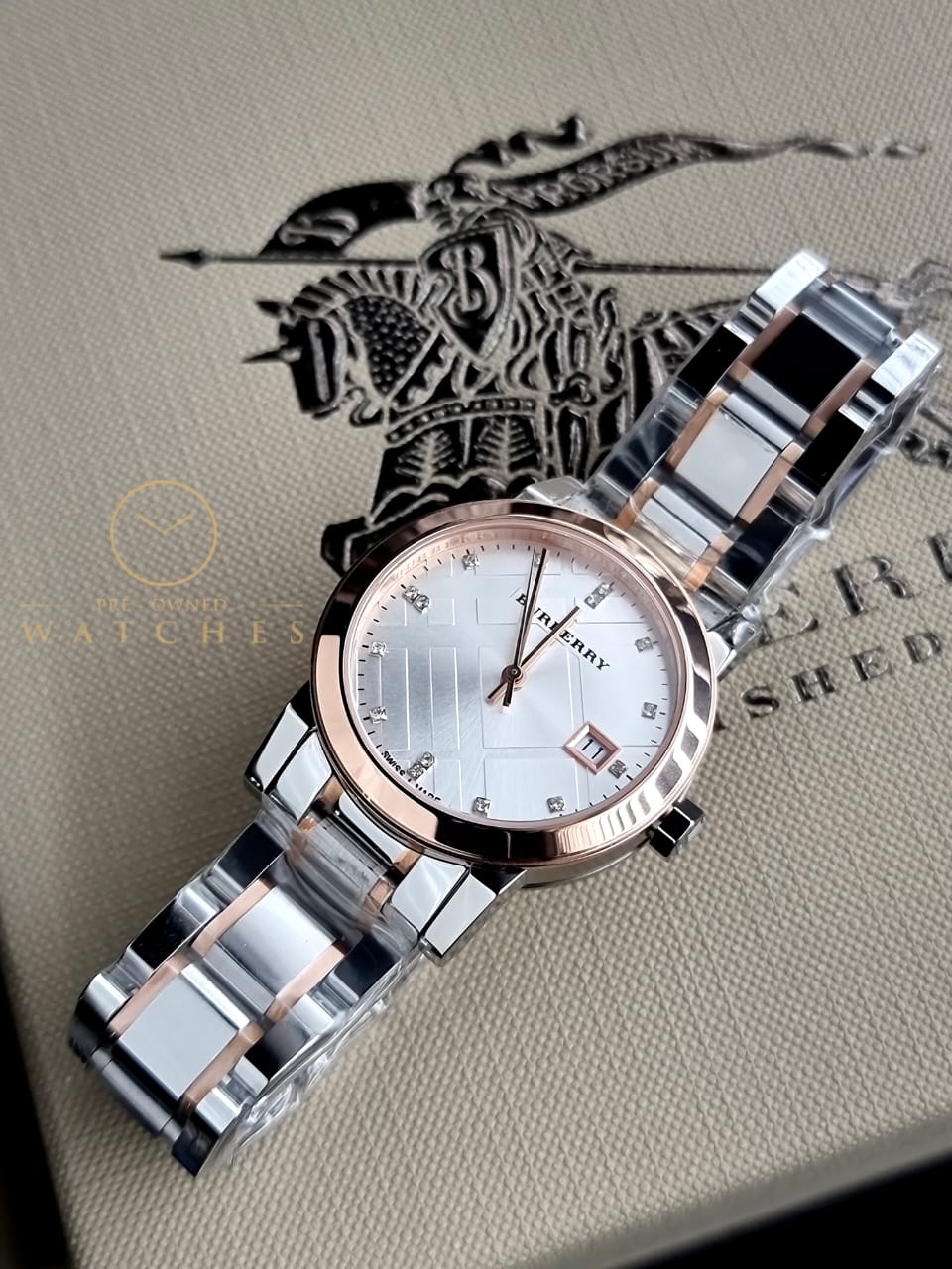 BURBERRY Silver Dial Two-tone Ladies Watch BU9127