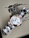 BURBERRY Silver Dial Two-tone Ladies Watch BU9127