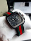 Gucci Coupe Black Stainless Steel with Striped Nylon Strap Men's Watch(Model:YA131202)